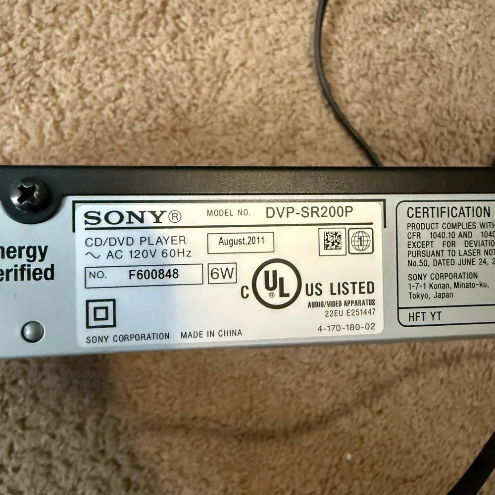 Sony Black DVD Player
